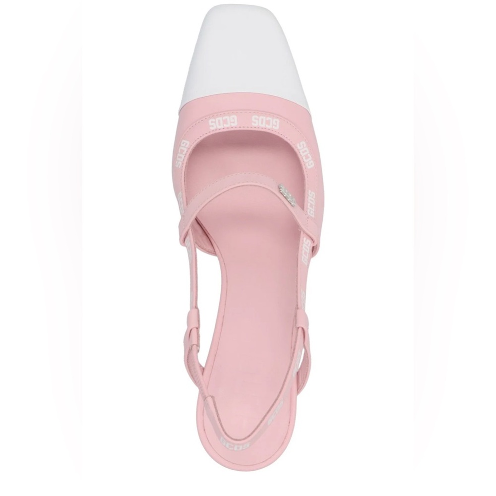 NEW GCDS Leather Lilit Slingback Pink Logo Pumps Block Heels Coquette Feminine - Picture 8 of 15